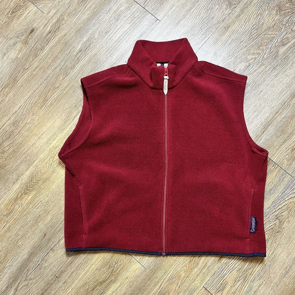 Woolrich Vest Women's Extra Large Fleece Maroon Outdoor Lightweight Navy Hem
